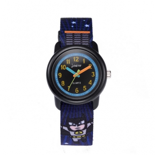 JNEW Cartoon Bat Man Pattern Dacron Band Hot Sale Children's Gift Waterproof Quartz kids Watch