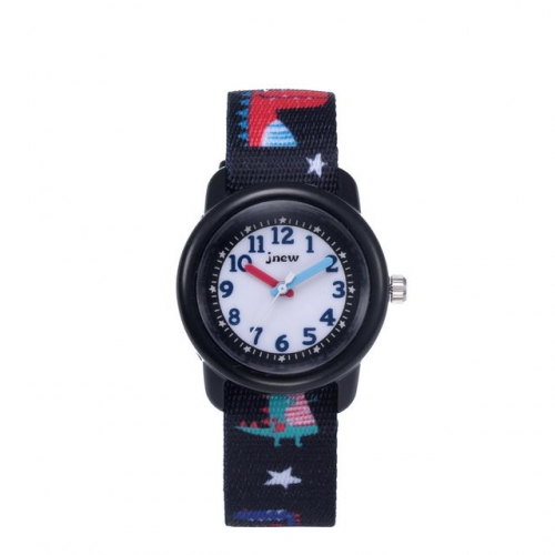 JNEW Lovely Cartoon Dinosaur Pattern Dacron Band Simplicity Dial Children's Gift Waterproof Quartz kids Watch