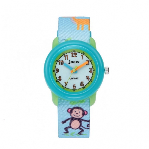 JNEW Lovely Monkey Pattern Dacron Simplicity Pointer Children's Gift Waterproof Quartz kids Watch