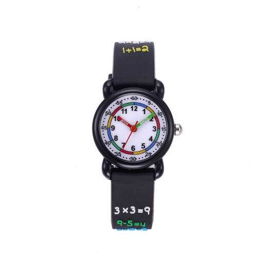 JNEW Number Count Pattern Soft Cartoon Band Children's Enlightenment Waterproof Quartz kids Watch