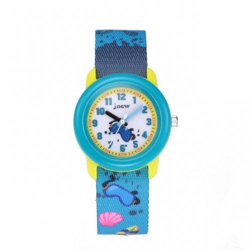 JNEW Summer Beach Pattern Dacron Band Hot Sale Children's Gift Waterproof Quartz kids Watch