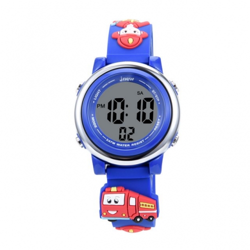 JNEW Stereo Fireman Pattern Band Colorful Led Luminous Children's Gift Waterproof Electronic kids Watch