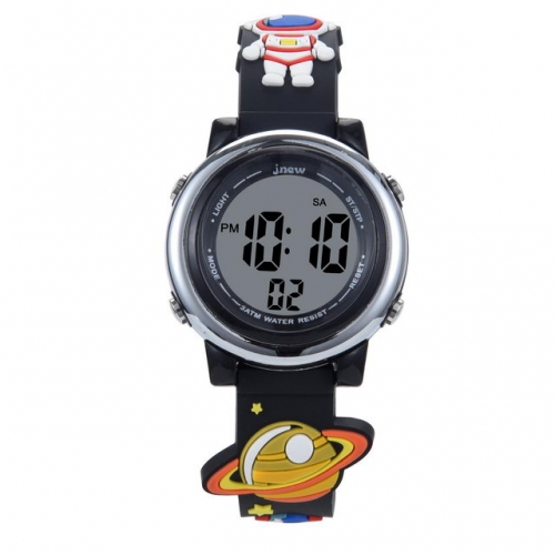 JNEW Space Stereo Astronaut Pattern Band Colorful Led Luminous Waterproof Children's Gift Electronic kids Watch