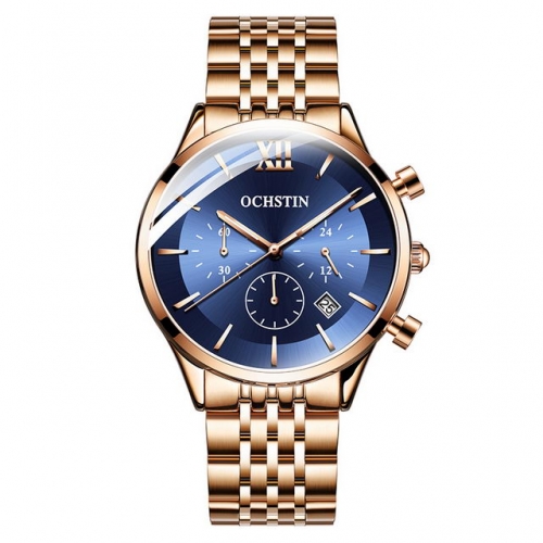 OCHSTIN Simplicity Steel Band Business Multi-function Casual Calendar Luminous Waterproof Quartz Men's Watch