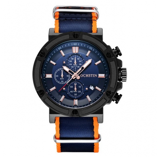 OCHSTIN New Series Nylon Band Chronograph Three Small Pins Calendar Luminous Waterproof Quartz Men's Watch