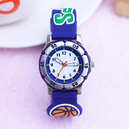 WL Cartoon Stereo Basketball Pattern Alloy Dial Sport Series Luminous Waterproof Quartz Kids Watch