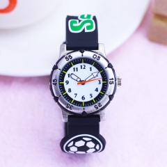 WL Stereo Football Pattern PU Band Personality Alloy Dial Sport Series Luminous Waterproof Quartz Kids Watch