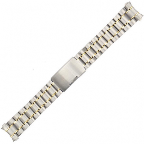 JMK Flat Arc Interface Solid Five Beads Stainless Steel Single Side Button Watch Strap