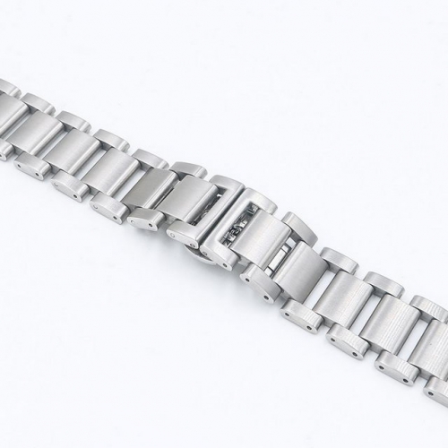 JMK High-grade Flat Interface Solid Three Beads Stainless Steel Double Side Clasp Watch Strap