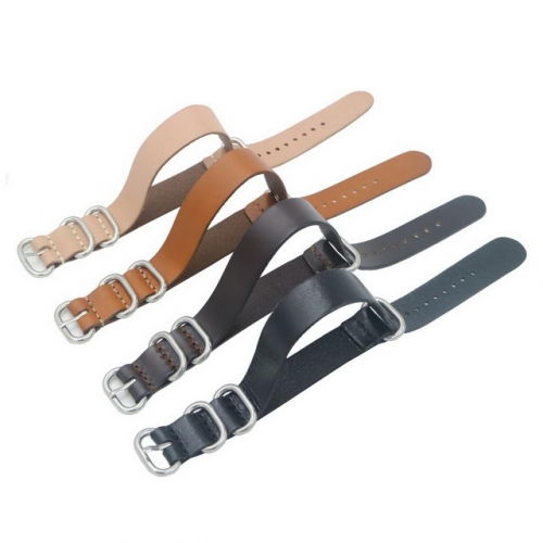 JMK Four Rings Pin Clasp Textured Hot Sale Matte Top Layer Cowhide Leather Watch Strap