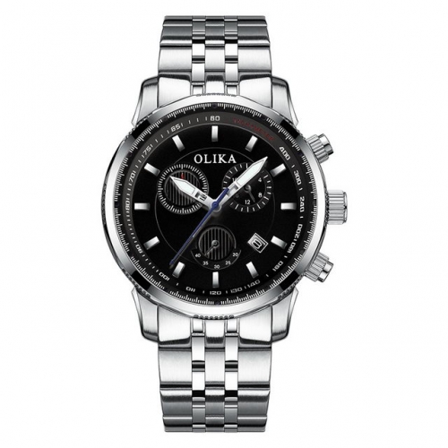 OLIKA Classical High-grade Three Small Pins Stainless Steel Band Business Luminous Waterproof Quartz Men's Watch