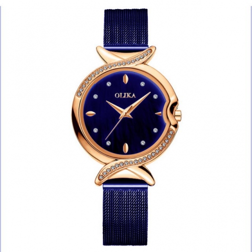 OLIKA Exquisite Fish Tail Design Textured Shell Dial Elegant Versatile Diamond Inlaid Waterproof Quartz Ladies Watch