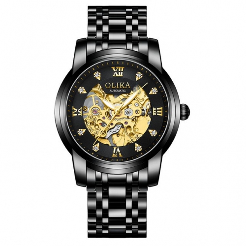 OLIKA Business High-grade Hollowed Dial Diamond Scale Luminous Waterproof Automatic Men's Watch