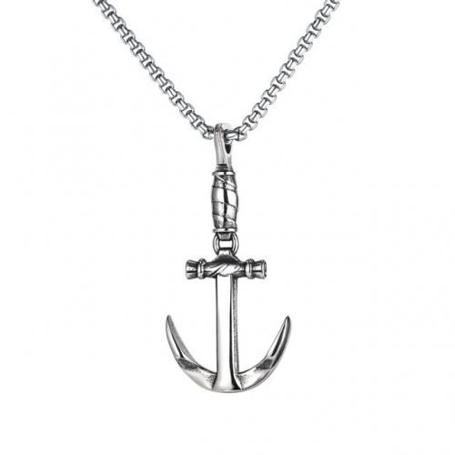 Street hipster long titanium steel men's necklace wild anchor men's pendant sweater chain