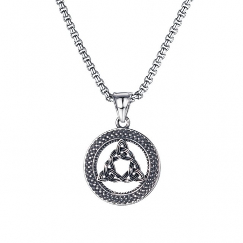 Fashion Retro Creative Round Hollow Triangle Pendant Men's Necklace