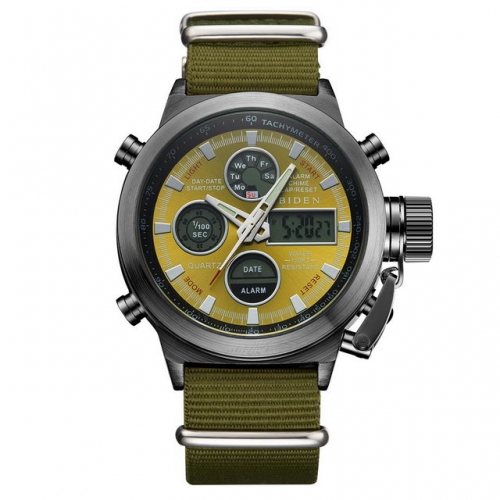 BIDEN Business Casual Double Movements Multi-function Outdoor Sport Waterproof Quartz Men's Watch