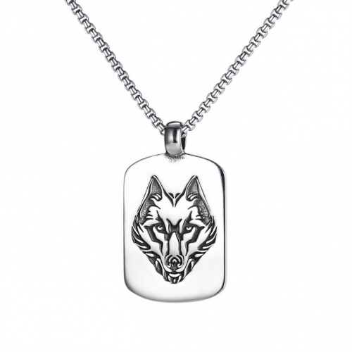 HipHop Wolf Totem Titanium Steel Necklace Fashion Retro Wild Army Brand Pendant Jewelry