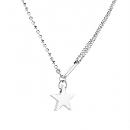 Fashion simple splicing star titanium steel necklace trendy net red five-pointed star sweater chain clavicle chain