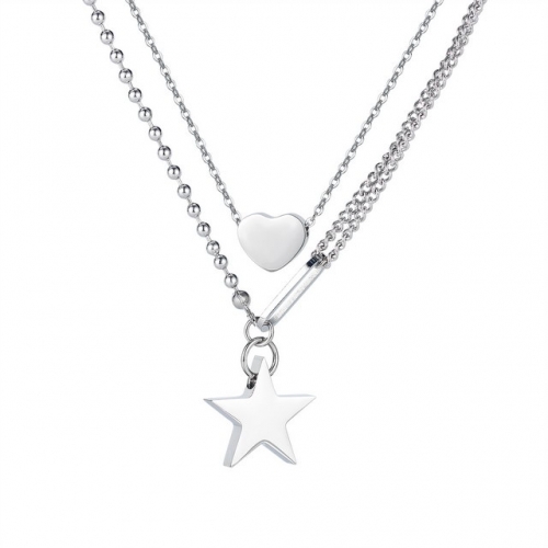 Simple star multi-layered wear stitching titanium steel necklace Fashion temperament love choker collar necklace