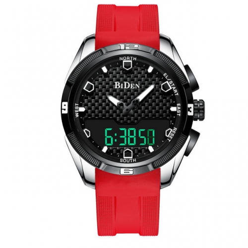 BIDEN Double Movements Multi-function Casual Versatile Luminous Waterproof Quartz Men's Watch