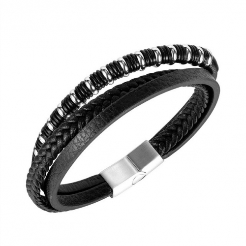Trendy fashion simple retro multi-layer leather braided magnetic buckle men's bracelet