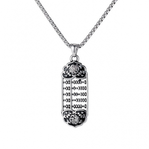 Creative wishful abacus titanium steel men's necklace retro hip-hop men's pendant with accessories