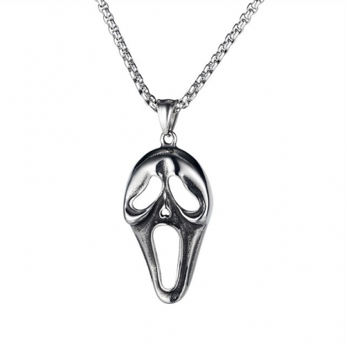 Skull mask hipster fashion hip hop punk stainless steel men's necklace
