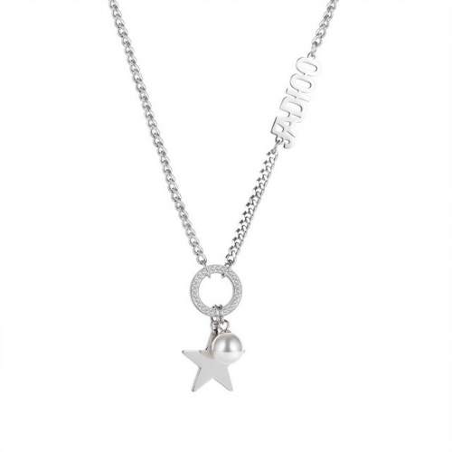 Fashion Five-pointed Star Female Necklace Simple Wild Stitching Letter Titanium Steel Sweater Chain