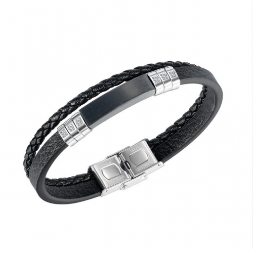 Fashion New Men'S Bracelet Simple Punk Style Stainless Steel Leather Bracelet Real Cheap Jewelry Online