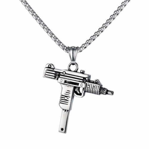 Uzi Submachine Gun Pendant Titanium Steel Machine Gun Men'S Necklace Fashion Statement Necklaces Wholesale