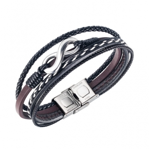 2020 new European and American jewelry multi-layer woven bracelet versatile infinite men's leather bracelet