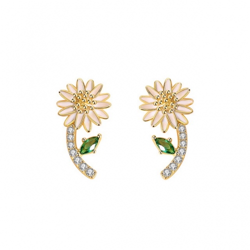 Small Daisy Earrings Fashion Diamond Earrings Temperament Flower Pure Silver Earrings Ladies Earrings Wholesale Jewelry And Accessories