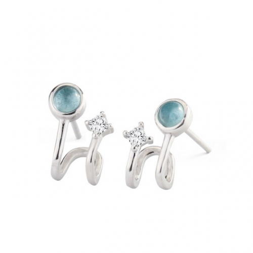 925 Sterling Silver Stud Earrings Mercury Retro Earrings Color Diamond Original Earrings Temperament Ladies Jewelry