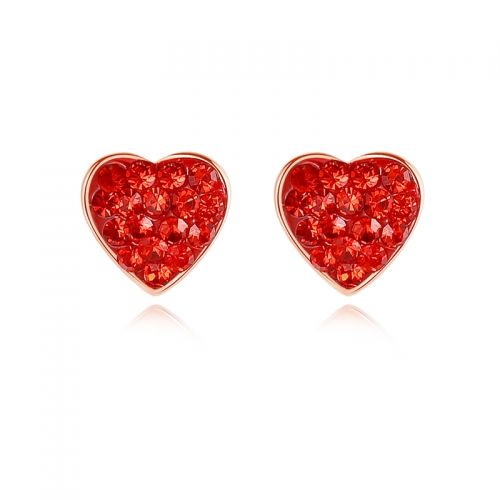 Full Diamond Small Red Heart Earrings Temperament Fashion Ladies Earrings Simple 925 Sterling Silver Love Earrings Chinese Jewelry Manufacturers