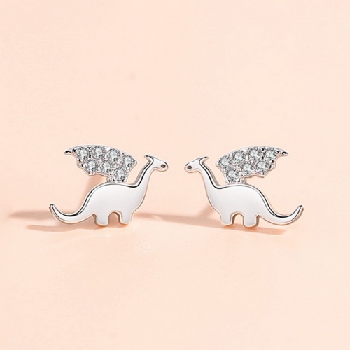 925 Sterling Silver Jewelry Little Flying Dragon Earrings Simple Diamond Earrings Fashion Animal Earrings Jewelry