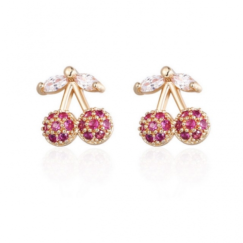925 Sterling Silver Cherry Earrings Full Of Diamond Earrings Ladies Earrings Simple And Small Creative Accessories Cheap Accessories Jewelry Wholesale