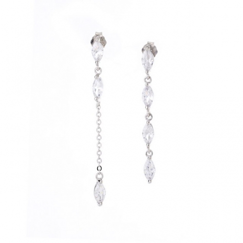 925 Sterling Silver Earrings Diamond Drop Asymmetric Long Earrings Simple Ladies Earrings China Wholesale Jewelry Suppliers