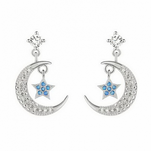 925 Sterling Silver Blue Star And Moon Earrings Simple Ladies Earrings Temperament Women'S Jewelry Earrings Blue Nile Jewelry