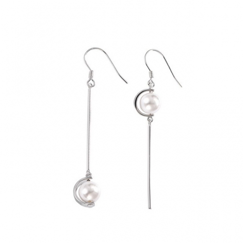 925 Sterling Silver Jewelry Pearl Asymmetric Earrings Long Minimalist Women'S Earrings Best Jewelry Wholesale Websites