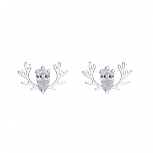 925 Sterling Silver Antlers Inlaid Diamond Earrings Simple Ladies Earrings Ladies Small Jewelry Wholesale Ladies Earrings