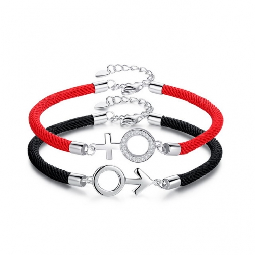 925 Sterling Silver Bracelet Love God Couple Bracelet Natal Year Red String Bracelet Simple Valentine'S Day Gift Fashion Accessories Wholesale Jewelry