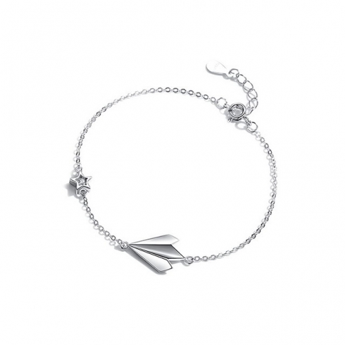 925 Sterling Silver Bracelet Simple Paper Airplane Bracelet Star Ladies Bracelet Small Fresh Bracelet Jewelry Wholesale Jewelry From China