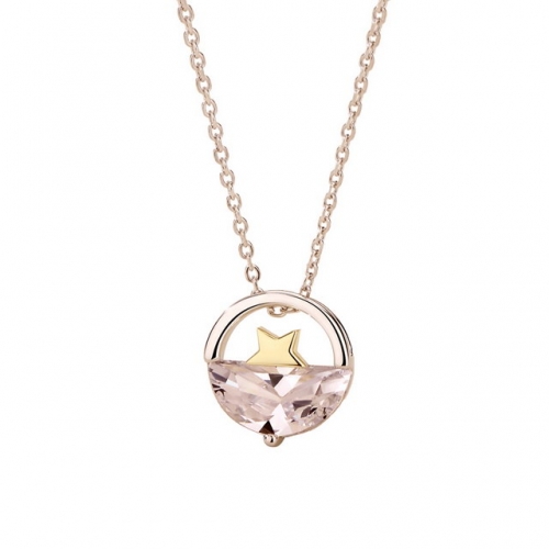 925 Sterling Silver Necklace Star Clavicle Chain Simple Creative Pendant Diamond Ladies Necklace Jewelry Wholesale