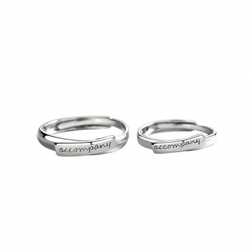 New Companion Couple Ring 925 Sterling Silver Letter Pair Ring Opening Gram Adjustment Ring 925 Jewelry Sets Wholesale