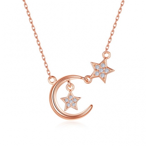 Star and Moon Necklace Temperament Small And Fresh Rose Gold Clavicle Chain Jewelry Wholesale Company