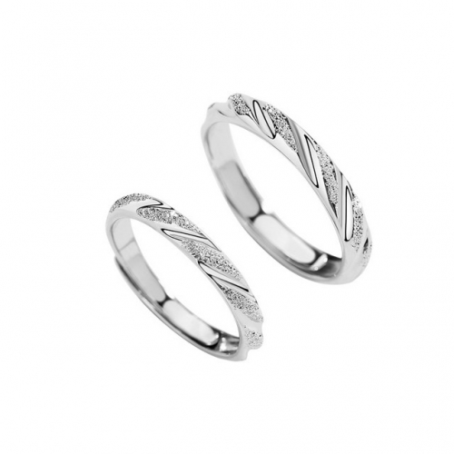 925 Sterling Silver Couple Ring Fashion Simple Plain Ring Creative Frosted Opening Adjustable Ring Wholesale Fashsion Jewerly