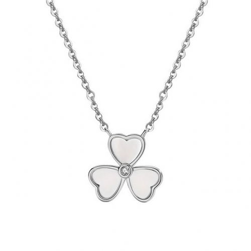 925 Sterling Silver Ladies Necklace Clover Necklace White Mother-Of-Pearl Pendant Necklace Rose Gold Clavicle Chain Fantasy Jewerly Wholesale
