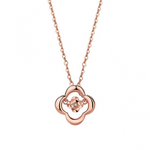 925 Sterling Silver Necklace Four Leaf Clover Diamond Necklace Fashion Rose Gold Smart Pendant Beating Heart Clavicle Chain Jewelry Wholesale