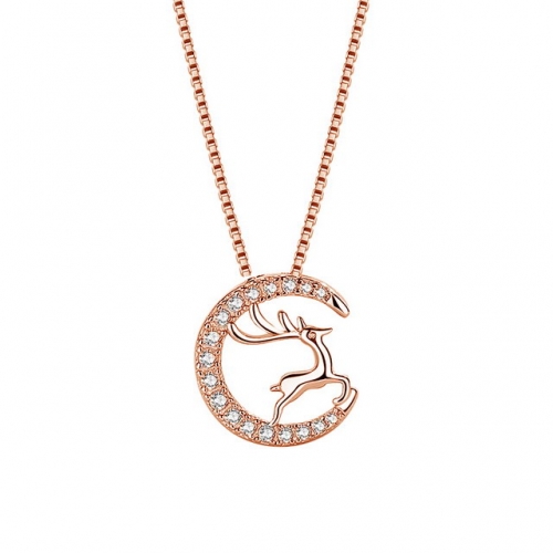 925 Sterling Silver Necklace Christmas Gift Deer Necklace All The Way With You Clavicle Chain Rose Gold Elk Necklace Best Jewelry Wholesale Websites