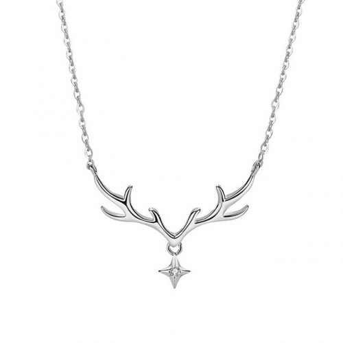 925 Sterling Silver Necklace Antler Necklace With Your Clavicle Chain Diamond Pendant Christmas Gift Chinese Jewelry Manufacturers